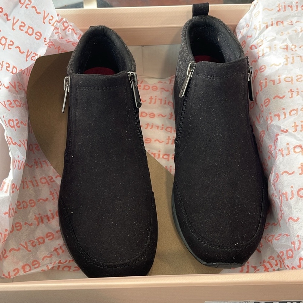 Easy Spirit Shuffle Ankle Booties Womens 6.5 M Black Suede Winter Shoes NWB